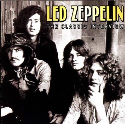 Black and white photo of Led Zeppelin members, CD cover art.