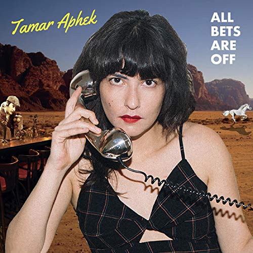 Album cover: woman with phone, desert landscape, and distant figures.