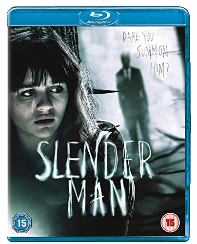 Blu-ray cover for Slender Man featuring a woman looking at a blurred shadowy figure.