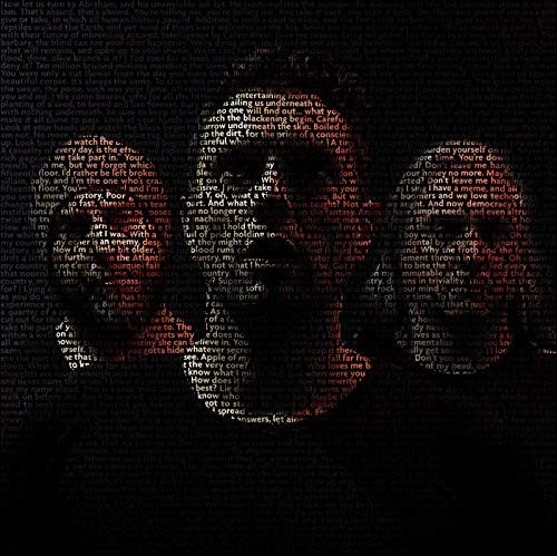 CD cover: three faces formed from dense, small text on black.
