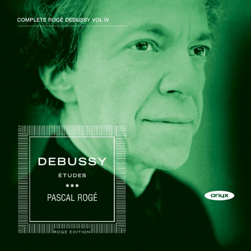 CD cover featuring pianist Pascal Rogé with green tinted background.