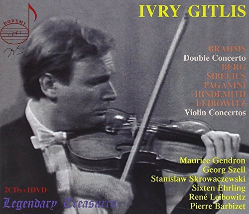 Ivry Gitlis playing violin, CD cover with composer names listed.