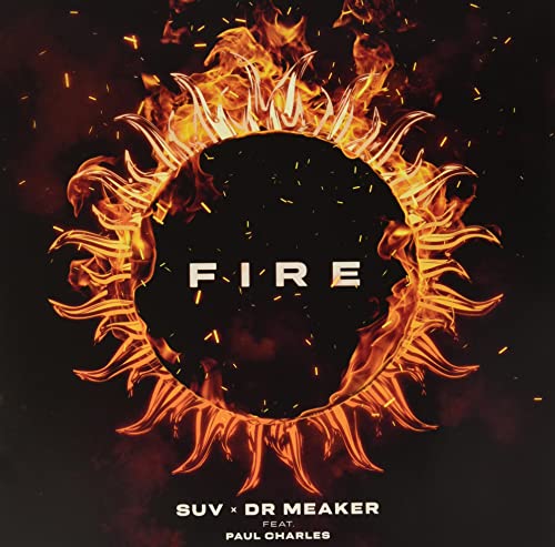 Vinyl record artwork with a central black circle surrounded by flames.