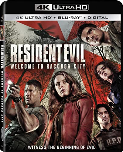 “Resident Evil: Welcome to Raccoon City” Blu-ray case with film characters.