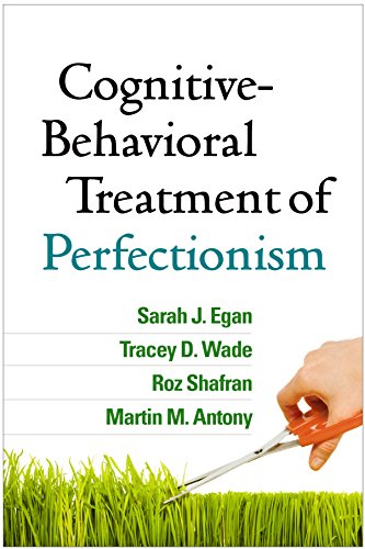 Book cover: "Cognitive-Behavioral Treatment of Perfectionism" with scissors and grass.