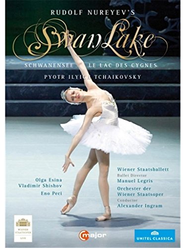 Swan Lake DVD cover featuring a ballerina in a white tutu.