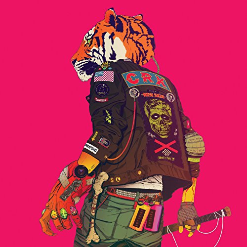 Tiger-headed figure with robotic limbs wearing a patched leather jacket.