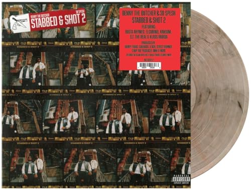 Stabbed & Shot 2" vinyl record cover with repeating images and clear disc.