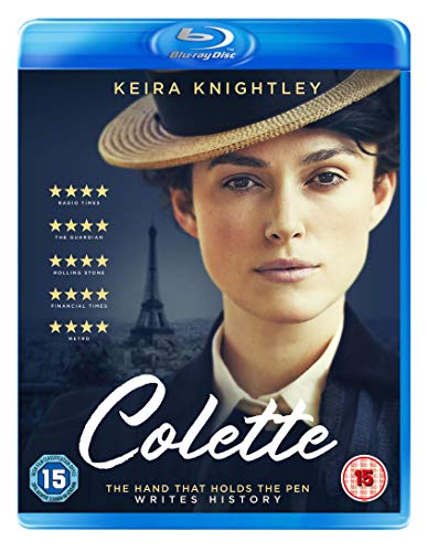 Blu-ray cover for "Colette" featuring Keira Knightley in period attire.