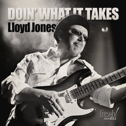 Black and white CD cover featuring blues guitarist Lloyd Jones.