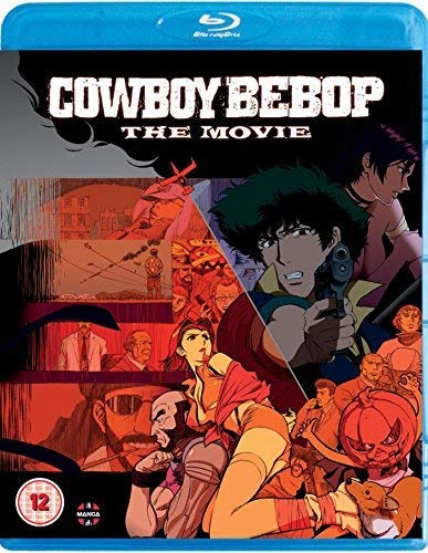 Cowboy Bebop The Movie Blu-ray cover featuring anime characters and a gun.
