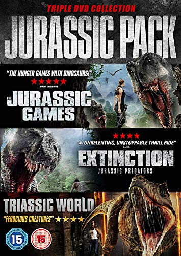 DVD cover for "Jurassic Pack" featuring dinosaurs and action scenes.