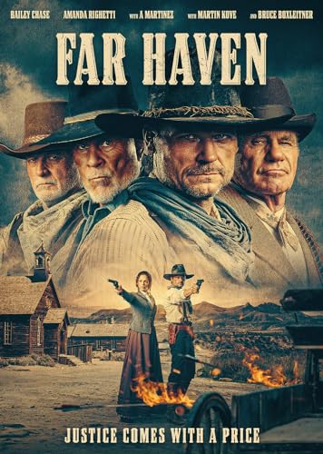 DVD cover for Far Haven featuring four cowboys and two people with guns.