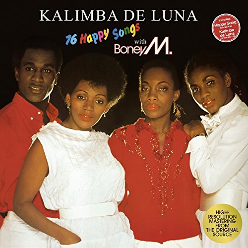 Boney M. album cover, “Kalimba de Luna,” featuring four smiling performers.