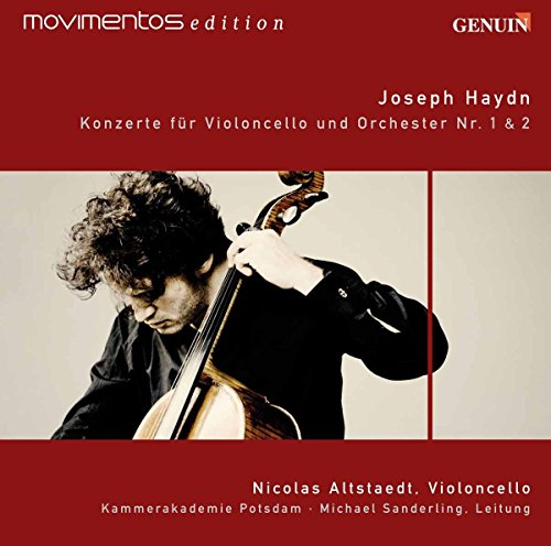 CD cover: cellist Nicolas Altstaedt playing, red and beige background.