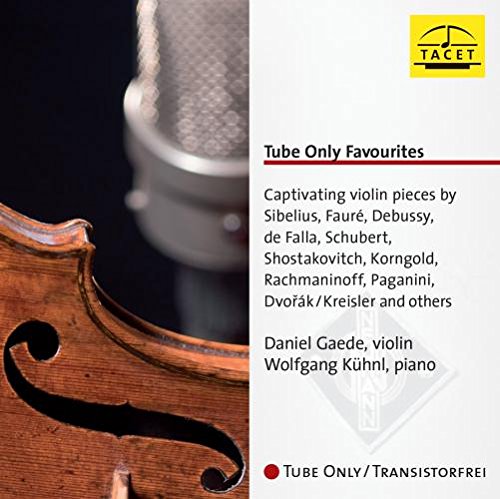 CD cover featuring a microphone, violin scroll, and composers’ names.