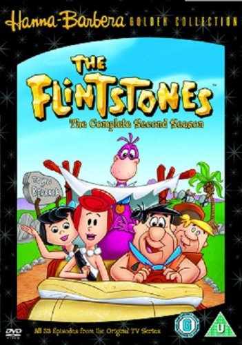DVD cover for The Flintstones season two featuring cartoon characters in a stone car.