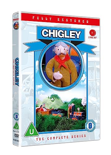 DVD cover for “Chigley” featuring a puppet and a blue train.