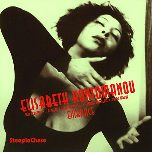 CD cover: Elisabeth Kontomanou portrait, red text, dark background.