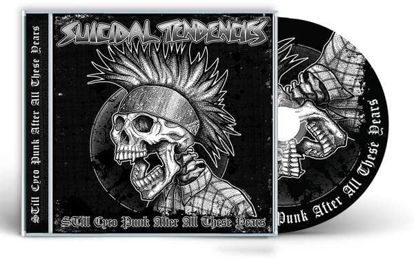 Suicidal Tendencies CD cover: skull with mohawk, black background, and silver text.