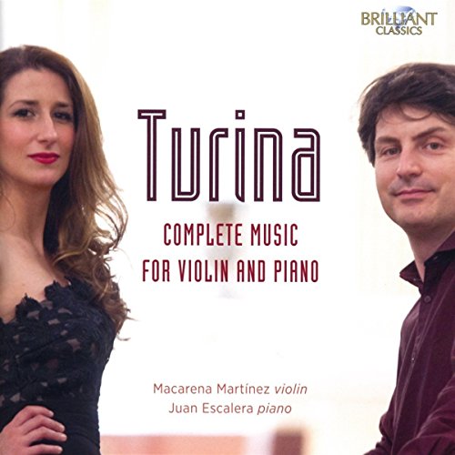 CD cover featuring portraits of a violinist and pianist, with "Turina" text.
