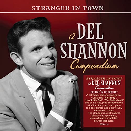 Black and white portrait of Del Shannon with album title and CD details.