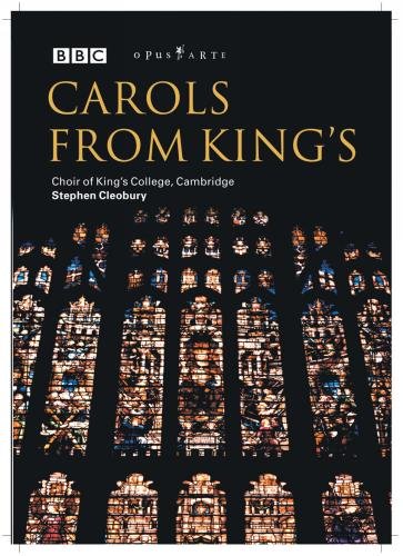 DVD cover for “Carols From King’s” featuring a stained-glass window.