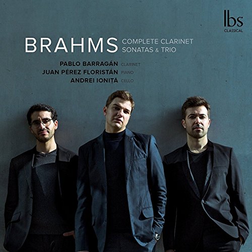 CD cover featuring three musicians and text: "Brahms Complete Clarinet Sonatas & Trio".