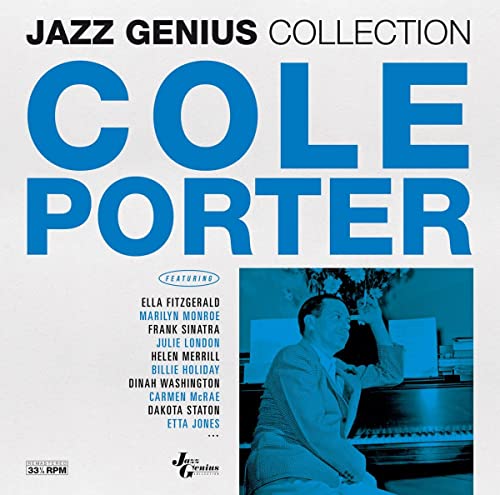 Album cover for "Jazz Genius - Cole Porter" featuring a man at a piano.