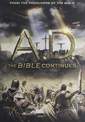 DVD cover for "AD The Bible Continues" with dramatic biblical imagery.