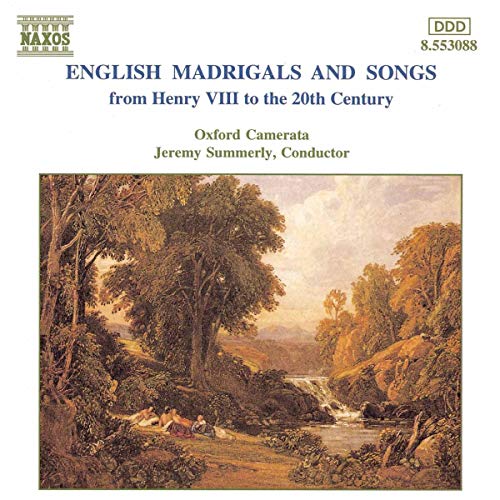 CD cover: landscape painting with figures, text “English Madrigals and Songs”.