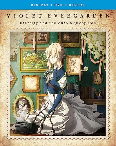 “Violet Evergarden” Blu-ray cover featuring a young woman with blonde hair.