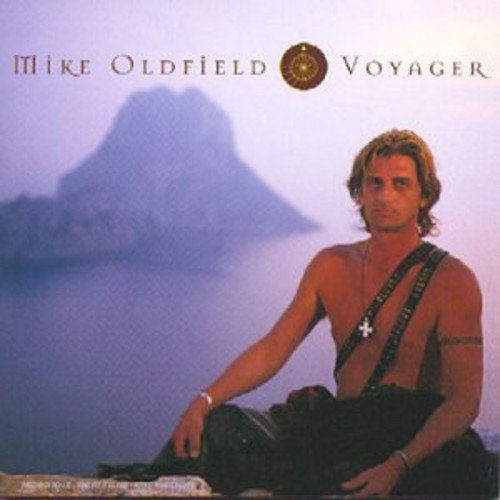 CD cover for Mike Oldfield’s “Voyager” featuring a man and mountain.
