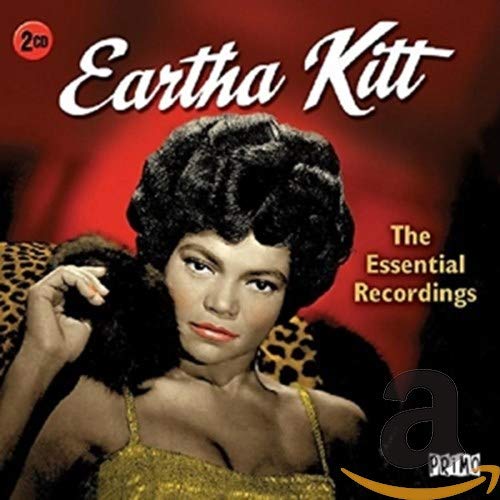 Eartha Kitt portrait on a CD cover, titled “The Essential Recordings.”