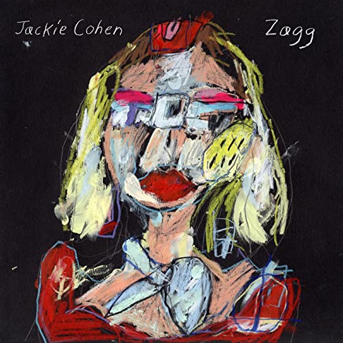 Jackie Cohen's "Zagg" CD cover: painted portrait with red accents.