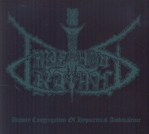 Dark album cover with ornate, teal-colored band logo and title.