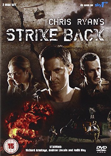 DVD cover for "Chris Ryan's Strike Back" featuring three actors and explosions.