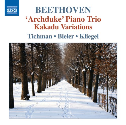 CD cover for Beethoven's “Archduke” Trio with a snowy forest scene.