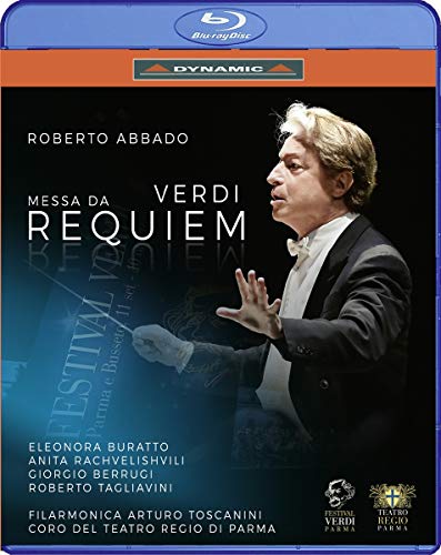 Blu-ray cover for Verdi’s *Messa da Requiem* featuring conductor Roberto Abbado.