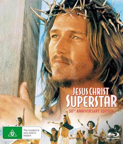 Jesus Christ Superstar Blu-ray cover featuring a man with a crown of thorns.