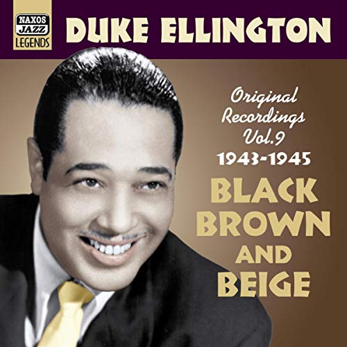 Duke Ellington portrait on CD cover for “Black, Brown and Beige” recordings.
