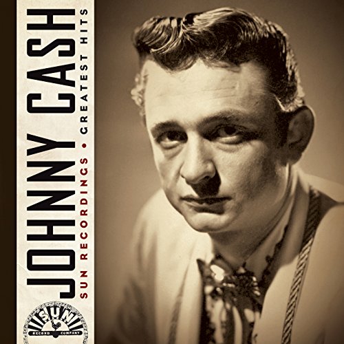 Johnny Cash album cover, sepia tone, portrait, Sun Records logo visible.