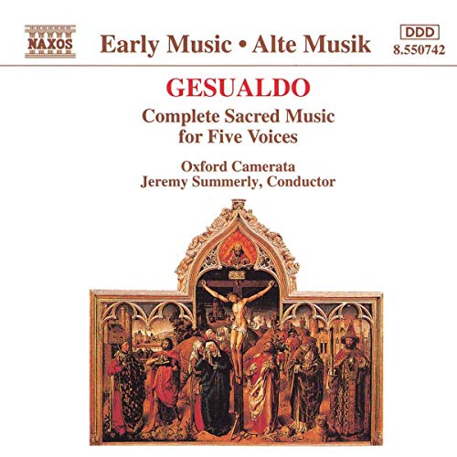 CD cover for Gesualdo’s sacred music featuring a Renaissance crucifixion painting.