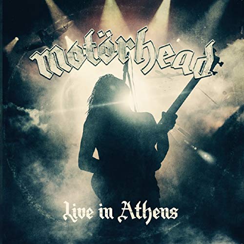 Motorhead "Live in Athens" vinyl record cover with silhouetted guitarist.