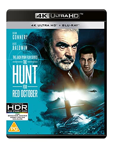 The Hunt for Red October" UHD Blu-ray cover with Sean Connery and Alec Baldwin.