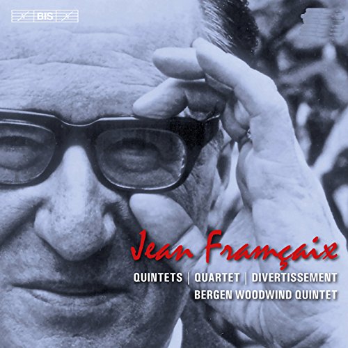 CD cover featuring a close-up portrait of Jean Françaix in black glasses.