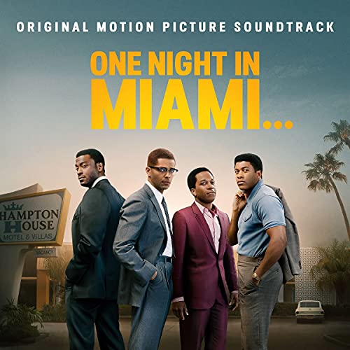One Night in Miami" CD cover featuring four men in suits and a motel.