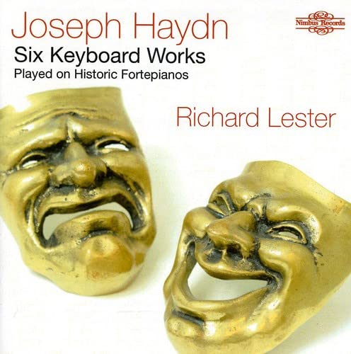 CD cover: Haydn keyboard works, featuring two antique theatrical masks.