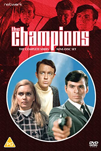 DVD cover for The Champions featuring three main characters in a circular frame.