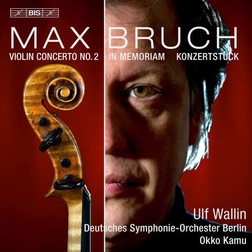 CD cover for Max Bruch’s Violin Concerto No. 2 featuring a portrait and violin scroll.